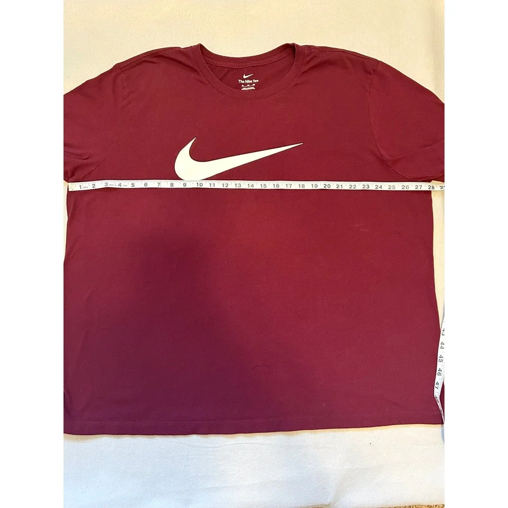 Nike Mens 3XL T-Shirt Burgundy Maroon White Swoosh Graphic Short Sleeve Tee